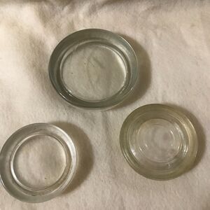 Three Glass Furniture Coasters Rug Protectors 4" & 3"